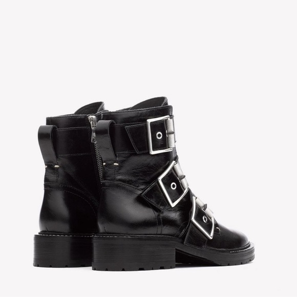 rag & bone Black Triple Buckle Combat Boots - Picture 2 of 10